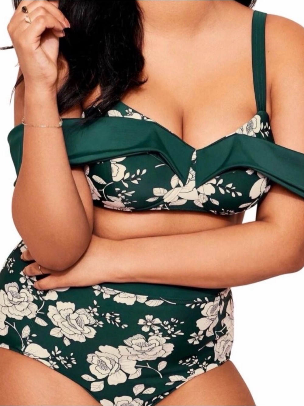 Adore Me 1X Floral High Waist Underwire Bikini Swimsuit Set